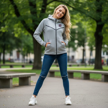 Cerniera e cappuccio 85% cotone 15% poliestere Abbigliamento in pile