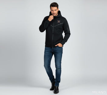 Cerniera e cappuccio 85% cotone 15% poliestere Abbigliamento in pile