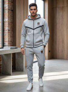🚚 spedizione gratuita | znwa tuta sportiva premium in felpa con cappuccio – grigio – taglia xl