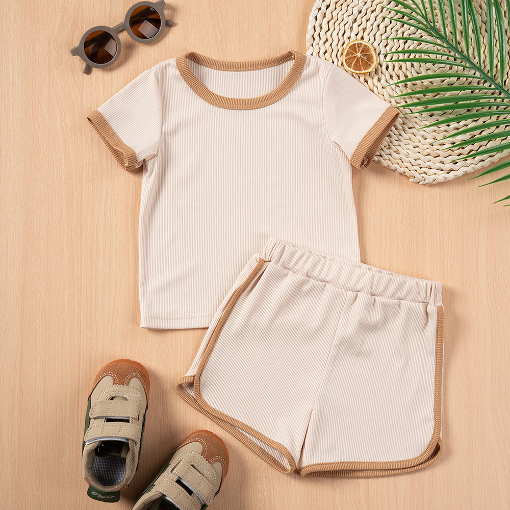 Children’s Clothing Fashion Color Contrast Two-piece Set