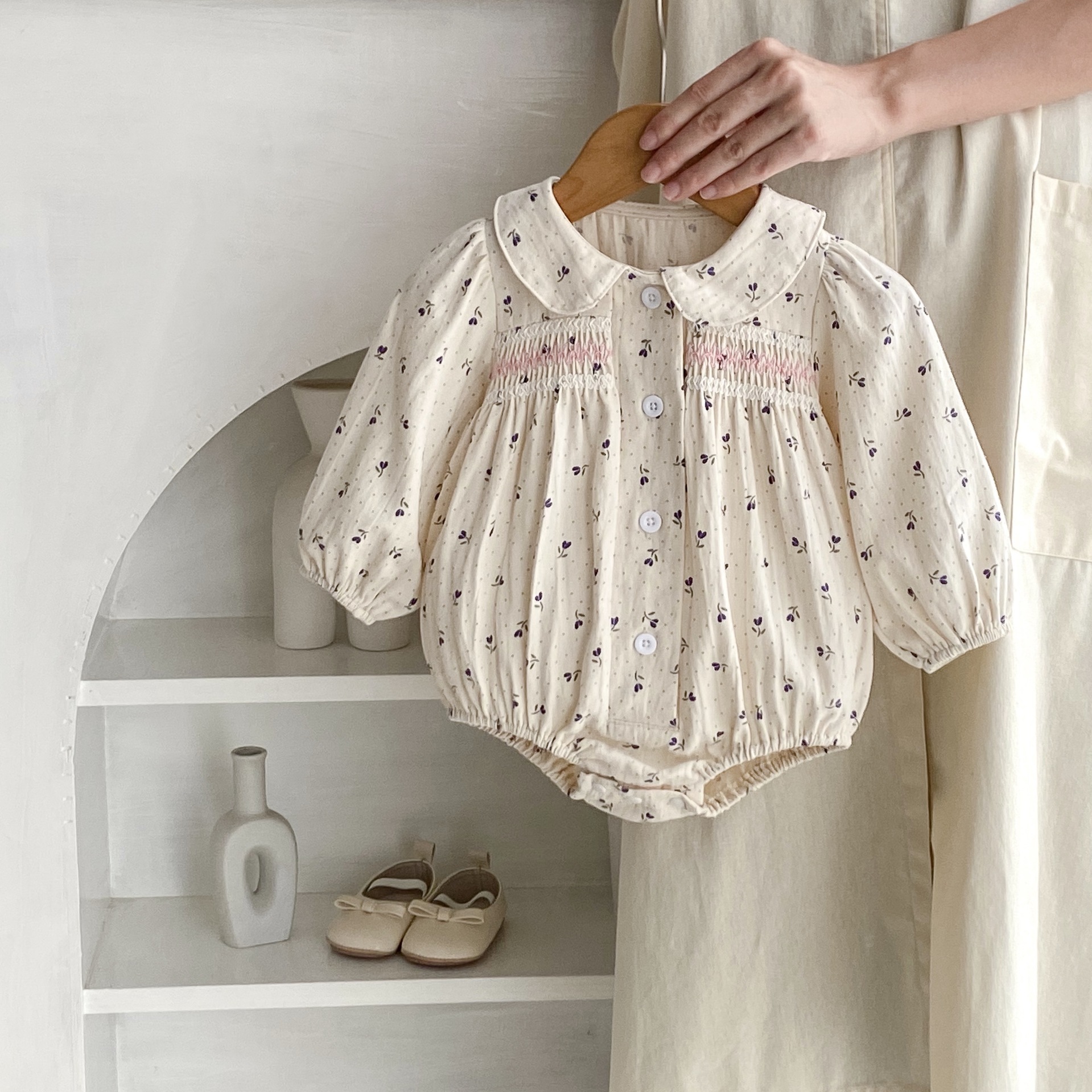 Pure Cotton Children’s Clothing Baby Girl’s Little Polka Dot Printed Romper