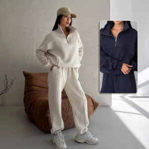 Tuta sportiva donna invernale felpa con zip e pantaloni